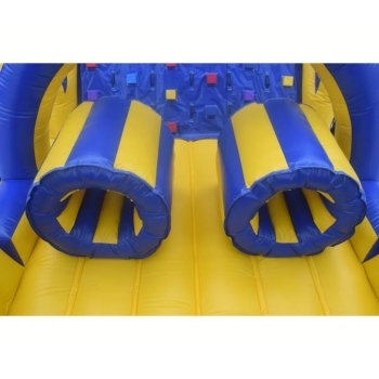 Dmuchany tor przeszkód 12 m żółto-niebieski – atrakcja dmuchana dla dzieci i dorosłych